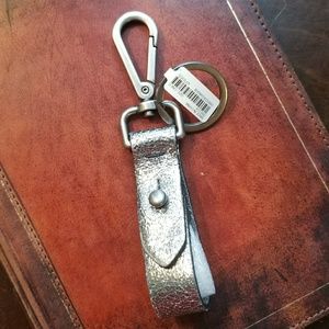 Madewell silver leather key fob